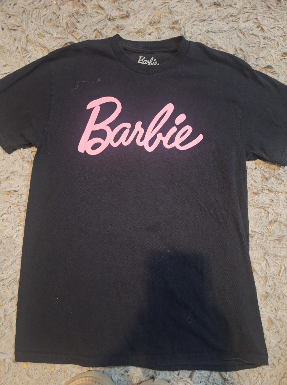 Barbie Black Tee with Pink Script Logo